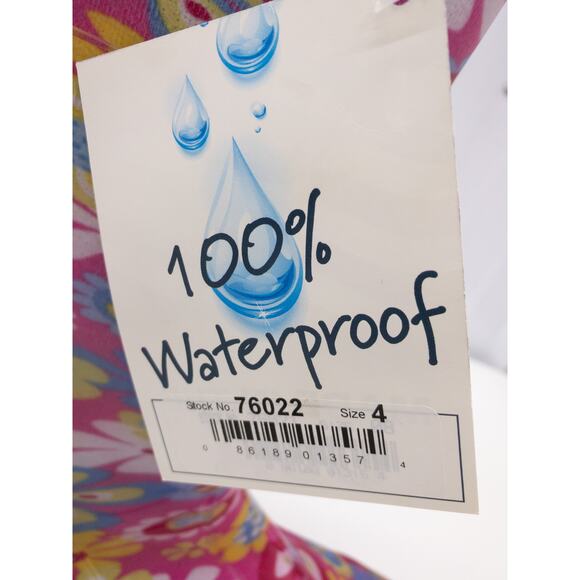 Ranger by Servus Pink Floral Splash Boho Retro Rain Boots Big Girl 4 - Picture 10 of 12